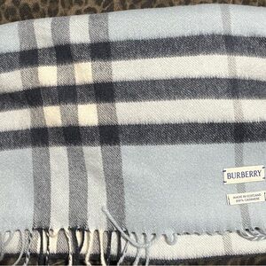 Burberry Blue and White Cashmere Scarf